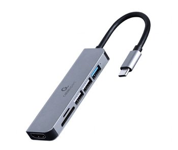 Gembird, Multi Adapter USB Typ-C 6w1 (hub + Hdmi + Czytnik Kart) Srebrny - Gembird