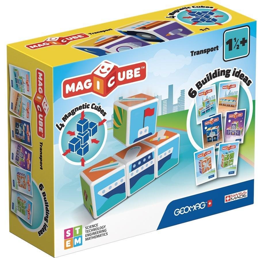 Geomag, Klocki Magnetyczne, Magicube Printed Transport + Cards 7 Pcs ...