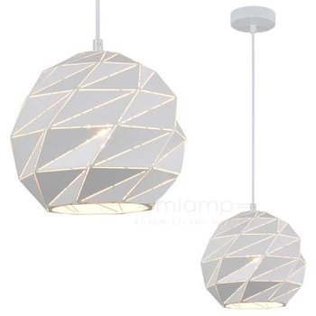 Geometryczna LAMPA wisząca PALERMO PND-2424-1S-WH Italux metalowa OPRAWA art deco ZWIS kula ball biała - ITALUX