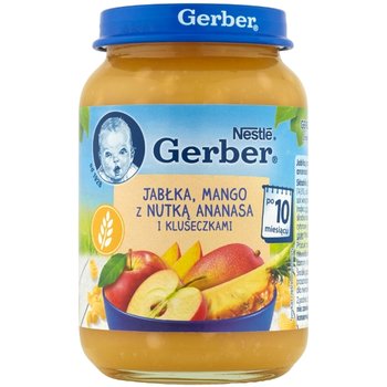Gerber, Deserek, Jabłka-mango z nutką ananasa i kluseczkami, 10 m+, 190g - Gerber