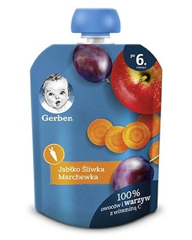Gerber Deserek w tubce jabłko śliwka marchewka dla niemowląt po 6 miesiącu 90 g