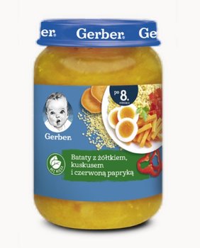 Gerber, Obiadek bataty z żółtkiem kuskusem i czerwoną papryką dla niemowląt po 8 miesiącu, 190 g - Gerber