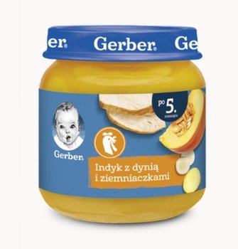Gerber, Obiadek Indyk z dynią i ziemniaczkami dla niemowląt po 5 miesiącu, 125 g - Gerber