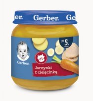 Gerber, Obiadek jarzynki z cielęcinką dla niemowląt po 5 miesiącu, 125 g