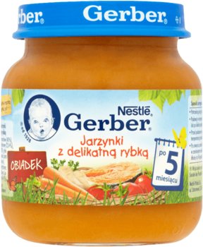 Gerber, Obiadek, Jarzynki z delikatną rybką, 130 g, 5m+ - Gerber