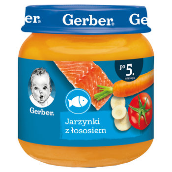 Gerber, Obiadek jarzynki z łososiem dla niemowląt po 5 miesiącu, 125 g - Gerber