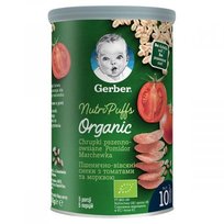 Gerber Organic Chrupki pszenno owsiane pomidor marchewka dla niemowląt po 10 miesiącu 35 g Bio