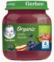 Gerber Organic, Deserek Jabłko jagoda dla niemowląt po 4 miesiącu, 125 g