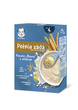 Gerber Pełnia zbóż Kaszka manna z mlekiem dla niemowląt po 4 miesiącu 200 g - Gerber