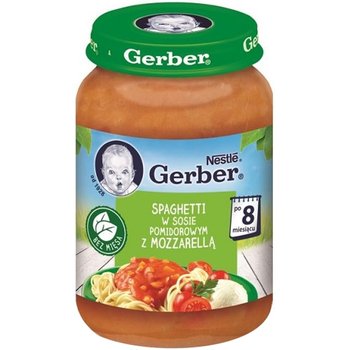 Gerber, Spaghetti w sosie pomidorowym z mozarellą, 190g, 8m+ - Gerber