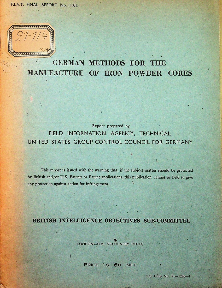 German methods for the manufacture of iron powder cores 1945 r. - W ...