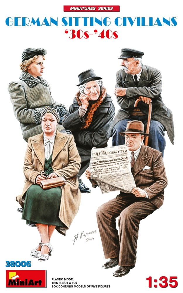 Фото - Збірна модель MiniArt German Sitting Civilians 30s-40s 1:35  38006 