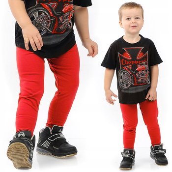 Getry chłopięce Długie legginsy Spodnie Czerwone 104 - LAEMI