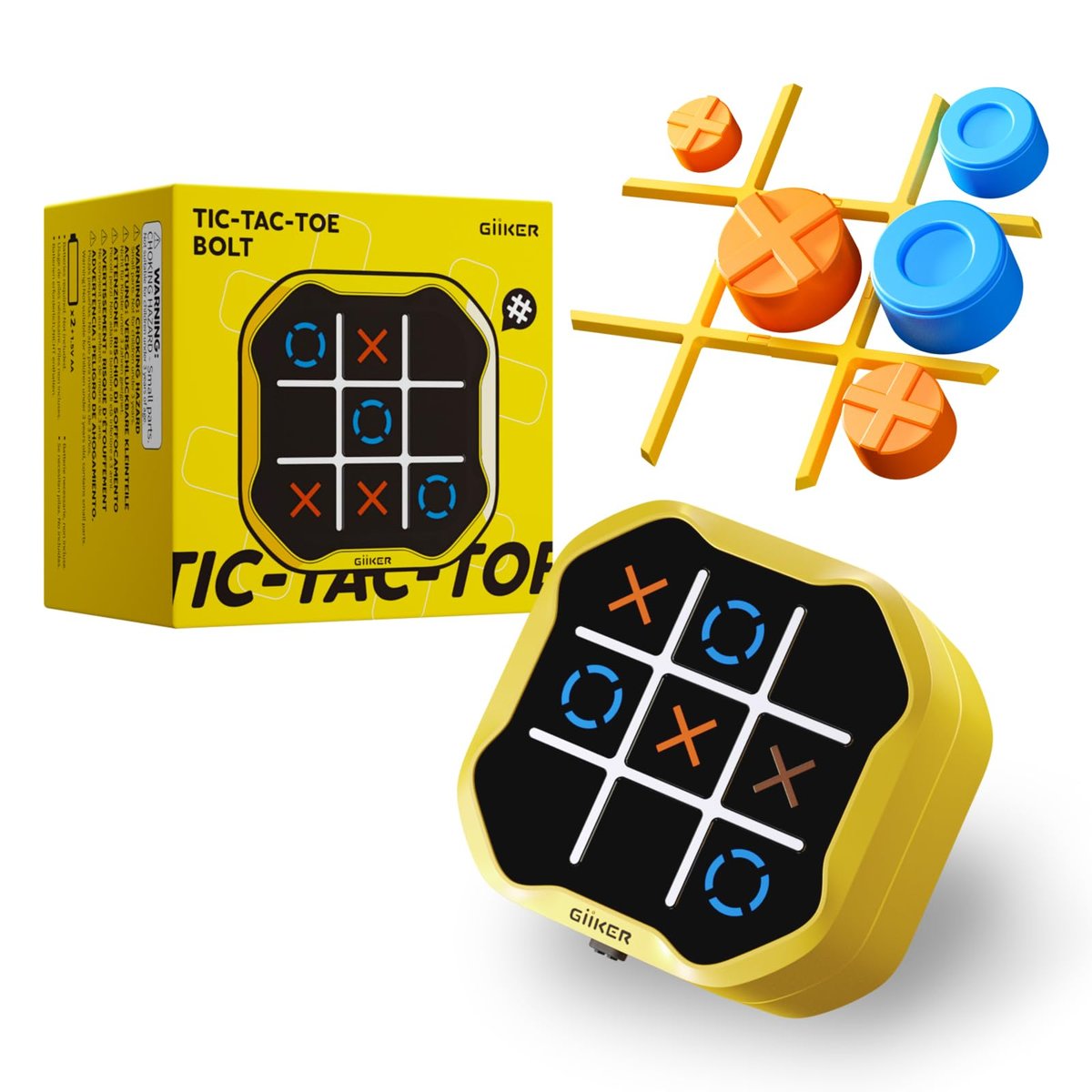 Tic Tac Toe Bolt Game, 3-in-1 Handheld Puzzle Game Console, Family Party Game for Educational and Memory Growth, Portable Travel Games, Education Toys for 3 Year Old Boys Girls Adults (Bleu