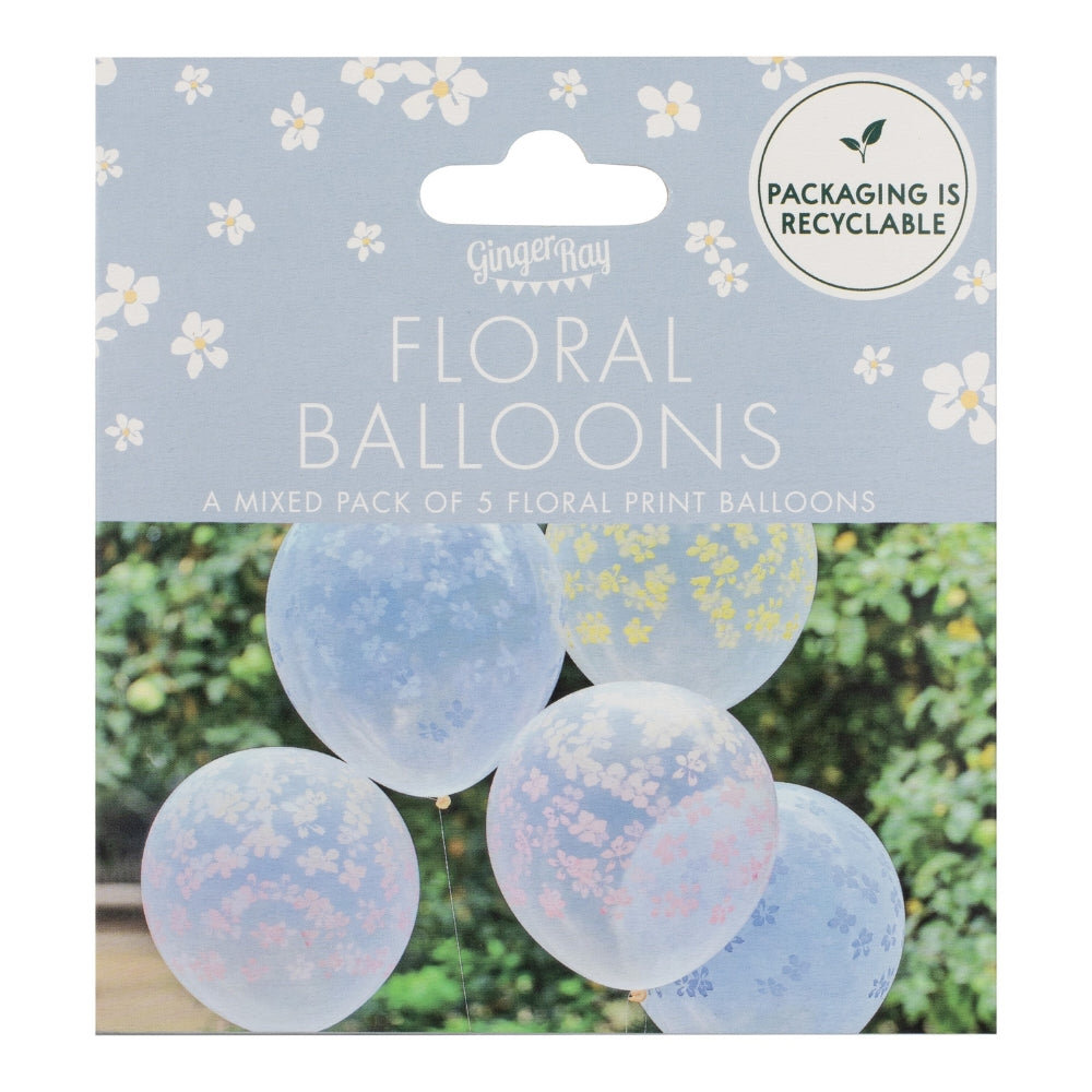 Gingerray balony lateksowe Pastel Printed Flower Balloons Cluster