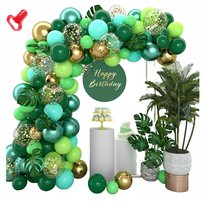 GIRLANDA BALONOWA DZUNGLA JUNGLE ZIELONA LIŚCIE MEGA ZESTAW AŻ 145 BALONÓW