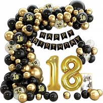 GIRLANDA BALONOWA NA 18 ZESTAW BALONY ZŁOTE KONFETTI TAŚMA KLEJ 88el