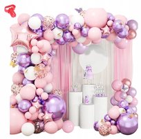 GIRLANDA BALONOWA ROŻOWA ROCZEK CHRZEST DZIEWCZYNKA URODZINY XXL   130