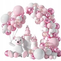 Girlanda balonowa, urodziny, baby shower XL, model 2, różowo-biały