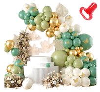 Girlanda Balonowa ZIELONO ZŁOTA Boho LAS DEKONARCJA NA WESELE ŚLUB 111szt