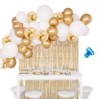 GIRLANDA BALONY ZESTAW ZŁOTY CHROM KONFETTI KURTYNA URODZINY RoyaliTo_PL