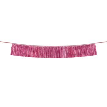 Girlanda baner frędzle różowa folia metalik 135cm - ABC