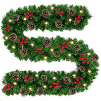 Girlanda choinkowa zielona Szyszki 200 cm świąteczna łańcuch gęsty + LED