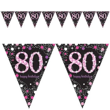 Girlanda, flagi 80 Urodziny - Sparkling Celebrations Pink, 400 cm - Amscan