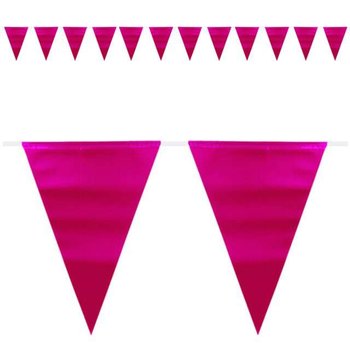Girlanda, flagi Metaliczny, 600 cm, różowa - Folat