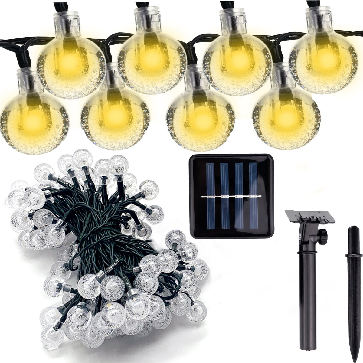 Zdjęcia - Naświetlacz LED / lampa zewnętrzna Girlanda Lampki Ogrodowe Solarne 50 Żarówek Ciepłe
