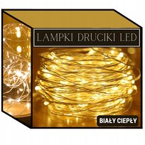 GIRLANDA OGRODOWA DRUCIKI 100 LED NA BATERIE BIAŁE CIEPŁE 10M LAMPKI