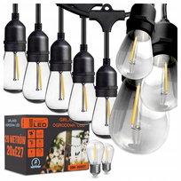 Girlanda Ogrodowa LED Łańcuch Świetlny 20M 20X Żarówka LED E27 Wodoszczelna