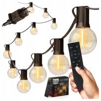Girlanda Ogrodowa Świetlna 15M 25X Żarówka LED E12 Pilot Ściemniana Łańcuch