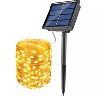 Girlanda solarna, lampa ogrodowa wbijana | 200 diod LED, 20m | biały ciepły | FLD-200LED-WW Interlook