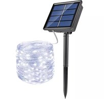 Girlanda solarna, lampa ogrodowa wbijana | 200 diod LED, 20m | biały zimny | FLD-200LED-WC Interlook