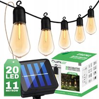 Girlanda Solarna Ogrodowa 20x LED Ozdobne Żarówki EDISON ST58 11,48m Ciepła 3000K EREMI