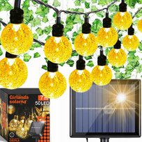 GIRLANDA SOLARNA OGRODOWA 7m 50 LED Świetlna Lampki Solarne Ogrodowe 7 m