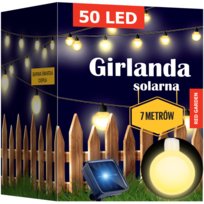 GIRLANDA SOLARNA OGRODOWA LAMPKI LED 50 ŻARÓWEK