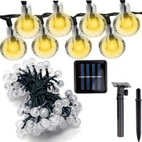 Girlanda Solarna Świetlna Lampki Ogrodowe Solarna 50x Żarówki LED 10m