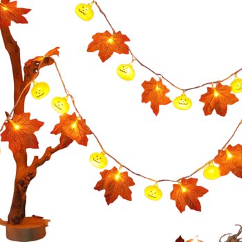 Girlanda Świetlna Lampki Led 1,5 M Liście Jesień Dynia Dekoracje Halloween\ - Hopki