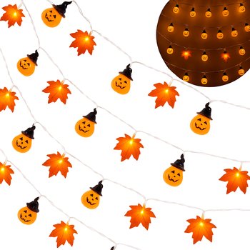 Girlanda Świetlna Lampki Led 1,5 M Liście Jesień Dynia Dekoracje Halloween - Hopki