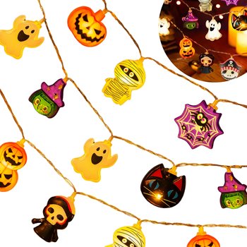 Girlanda Świetlna Lampki Led Dynie Duszki Kot Dekoracja Halloween Ozdoba 3M J Iv 9 A - Hopki