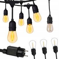 GIRLANDA ŚWIETLNA OGRODOWA 20m Żarówki 20 LED Zewnętrzna Lampki Ogrodowe