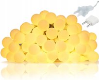 Girlanda świetlna, ogrodowa, lampki kulki, zewnętrzne i wewnętrzne 15m, 50szt, białe ciepłe  / Party Lights