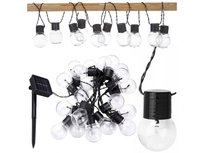 Girlanda Świetlna Solarna Retro Lampki Ogrodowe 30 LED Żarówki G40 Wiszące 6, 5m PrzydaSie, Nietłukące Lampki Solarne na Taras, Balkon, do Ogrodu, Ciepła Barwa 3000K Wodoodporne IP44