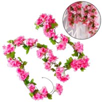 Girlanda Z Kwiatów Wiśni Girlanda Kwiatowa Kwiaty Wiśni Zwisy Kwiatowe Z Kwiatami Wiśni 220 Cm Ciemny Różowy