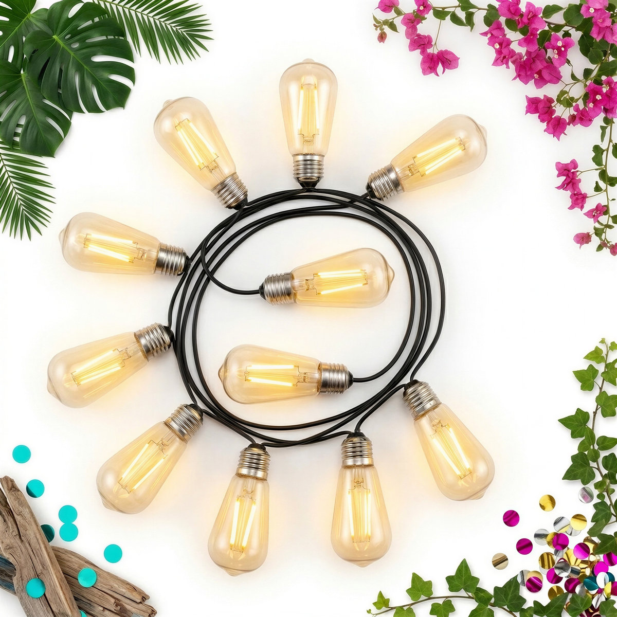 GIRLANDA ŻARÓWKI LED LAMPKI 5 M 10 SZT. BIAŁE DO DEKORACJI WNĘTRZ 230V ...