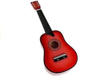 Gitara dla dzieci, drewniana z różową kostką, 60 cm, LeanToys - lean