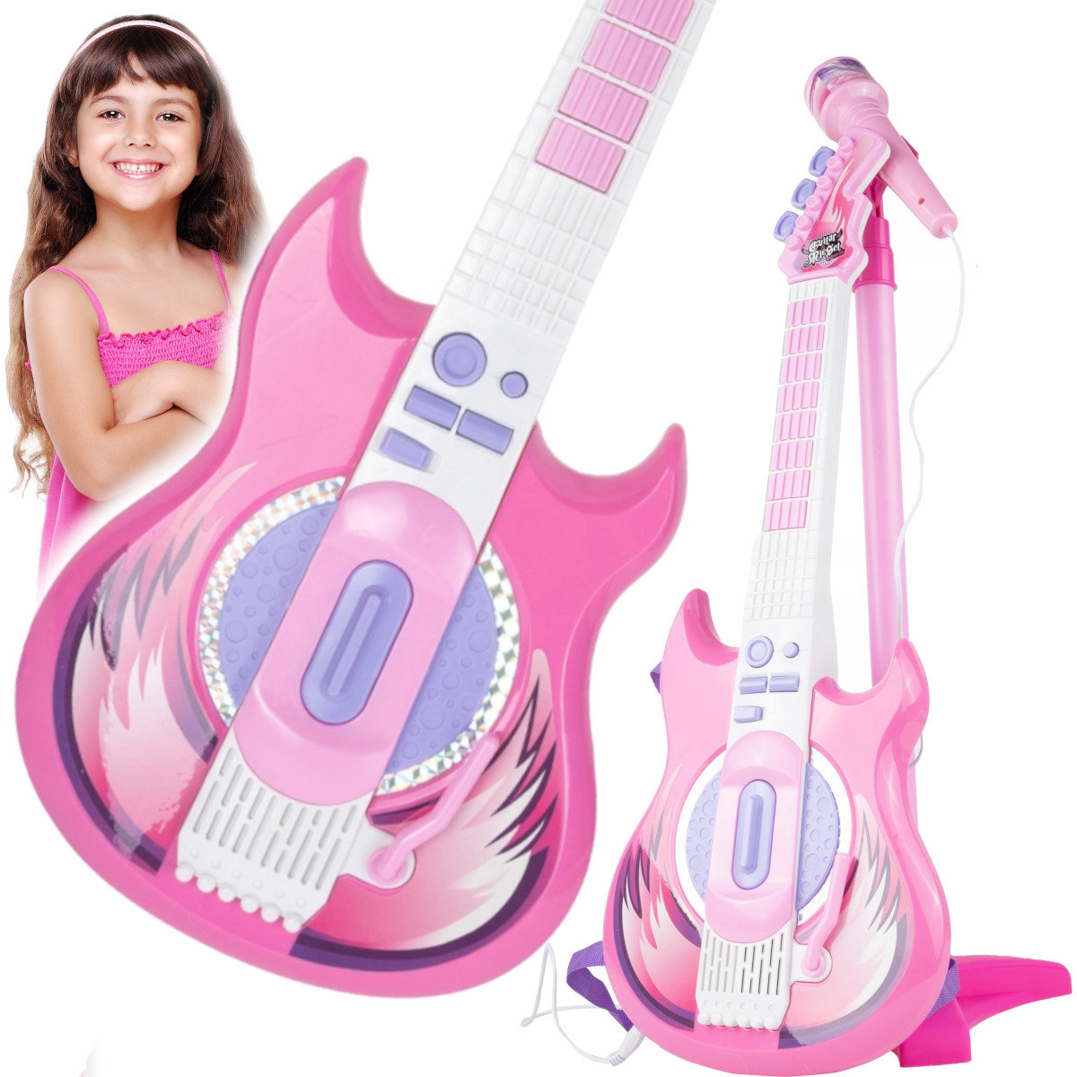Фото - Музична іграшка Gitara Elektryczna Mikrofon Karaoke Dla Dzieci U985