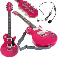 Gitara Elektryczna Rockowa z Mikrofonem Karaoke dla Dzieci Melodie Podkłady - Różowa Nobo Kids